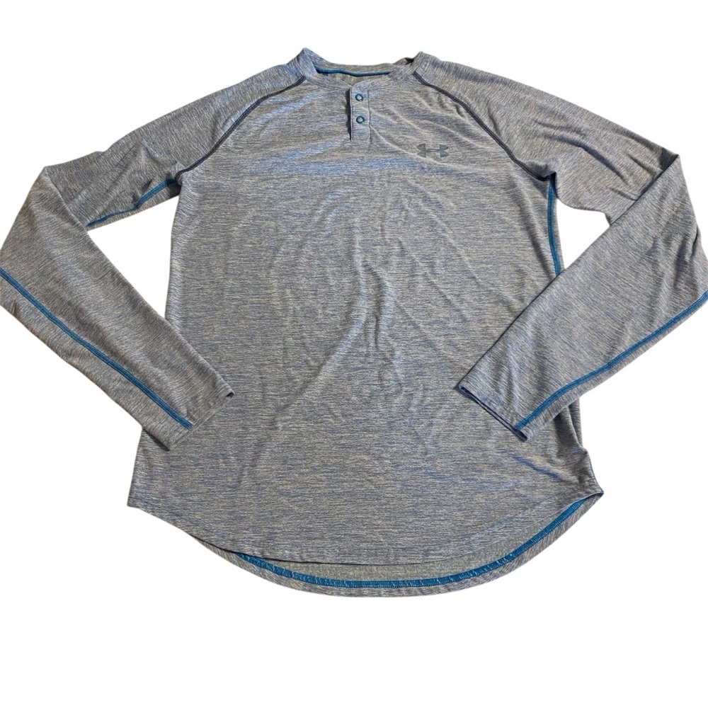 Under Armour ColdGear Infrared Henley Mens Size Medium Blue Long Sleeve